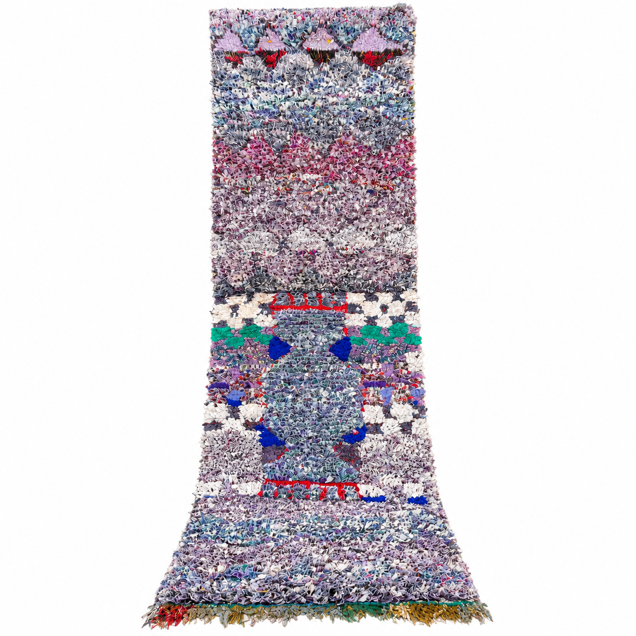 Amazigh Berber Boucherouite Handmade Wool Yarn Kilim Rug
