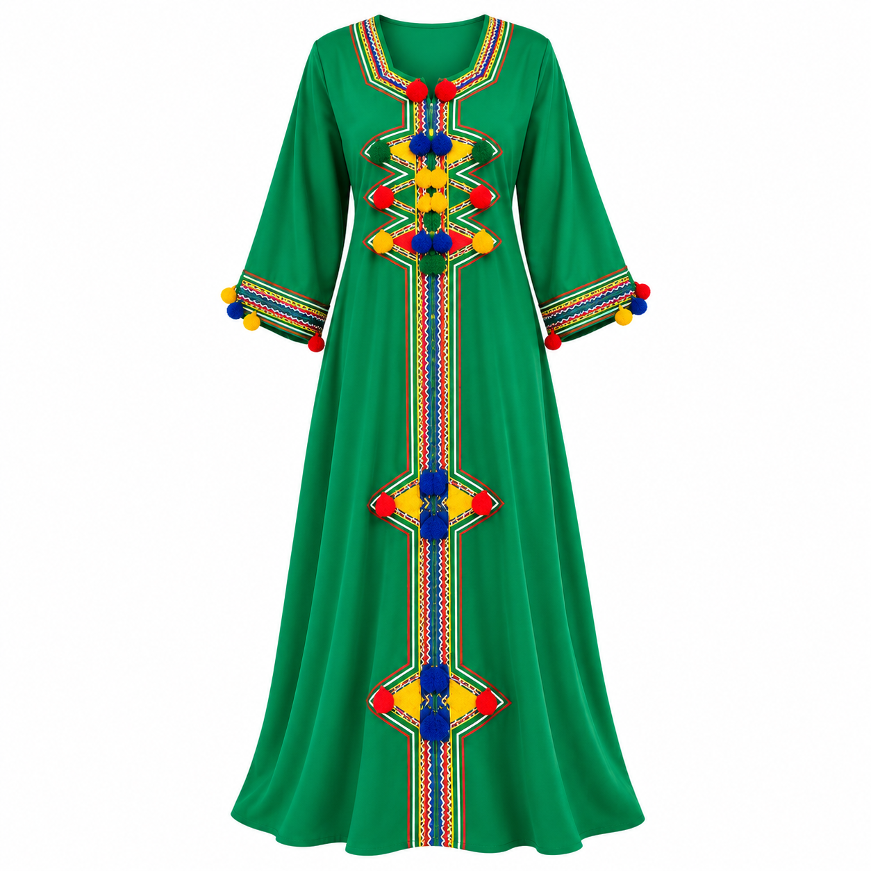 Amazigh Berber Colorful Embroidered Traditional Kaftan Dress Style