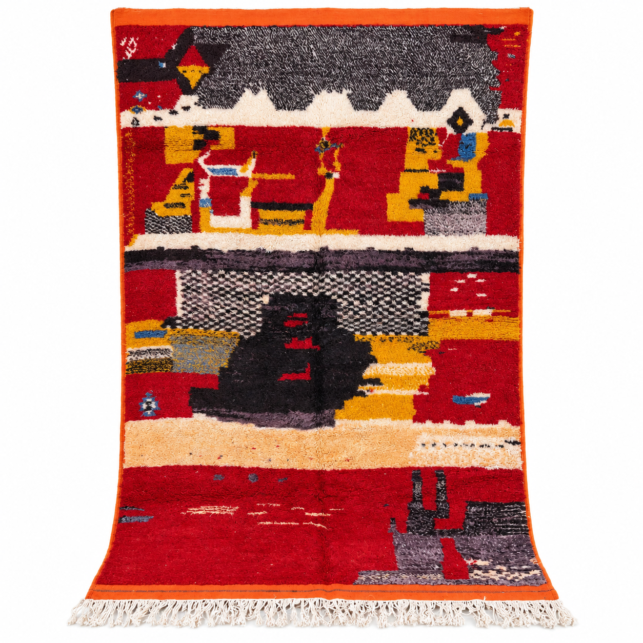 Amazigh Berber Colorful Taznakht Wool Rug Handcrafted Area Carpet