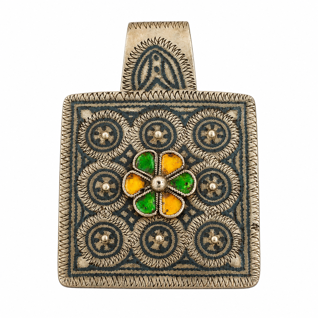 Amazigh Berber Enamel Pendant Necklace South of Morocco