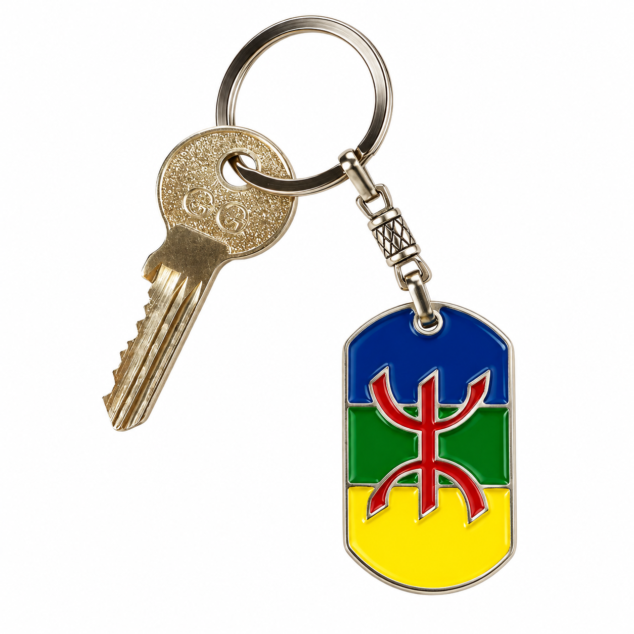 Amazigh Berber Flag Keychain Bag Accessory with Vibrant Symbol Design