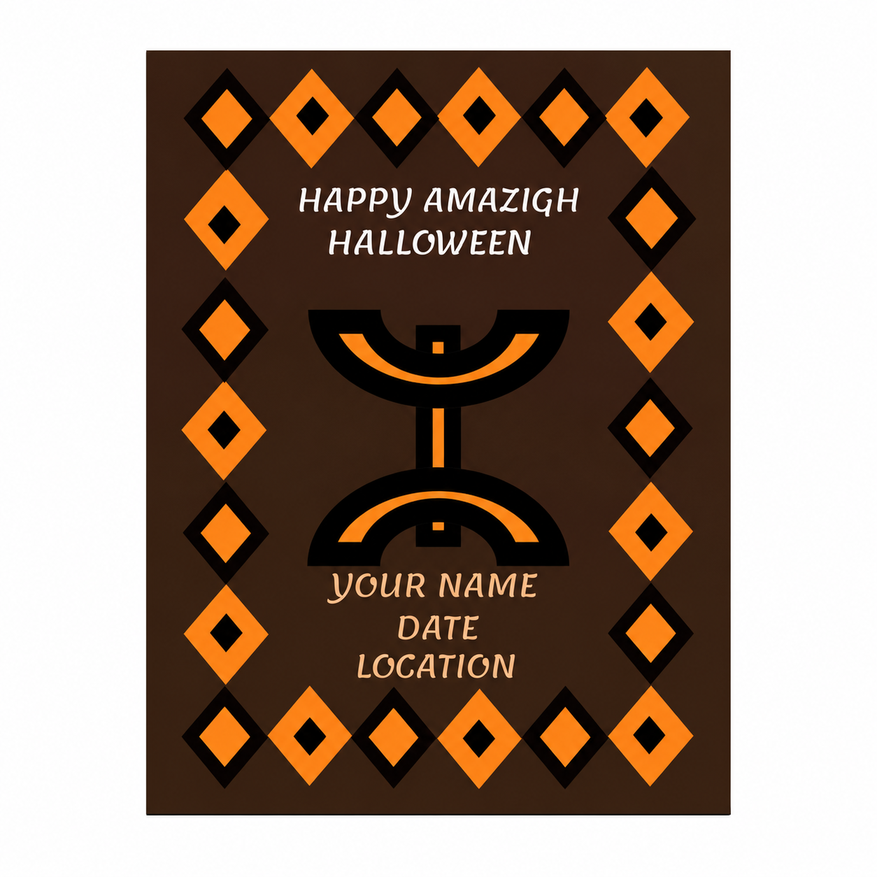 Amazigh Berber Halloween Invitation Canva Editable Printable Download Template