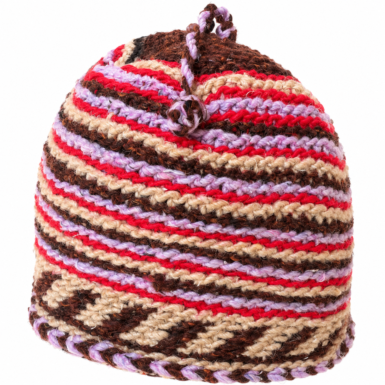 Amazigh Berber Handcrafted Wool Beanie with Geometric Knit Hat