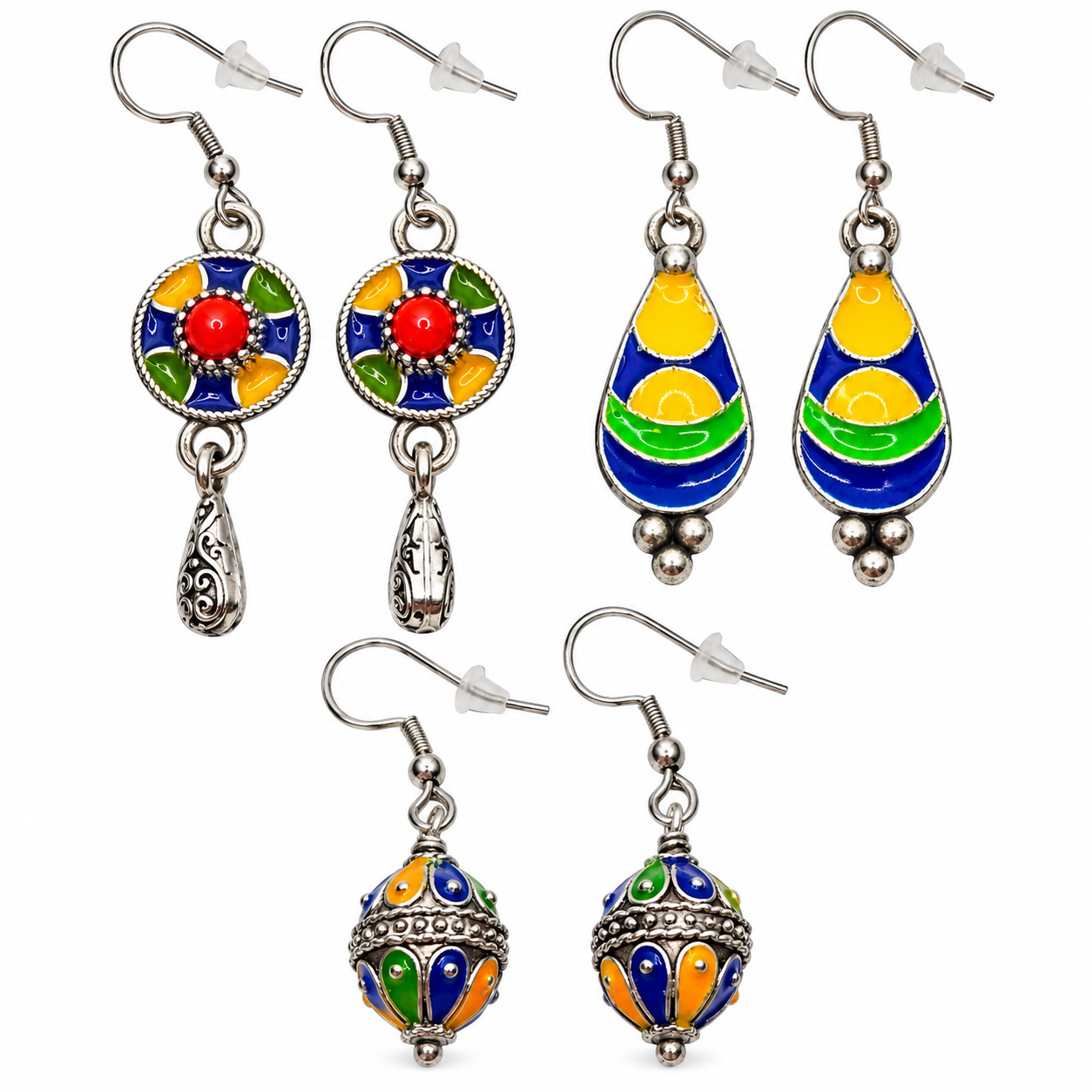 Amazigh Berber Kabyle kabyles Earrings Set with Three Paires