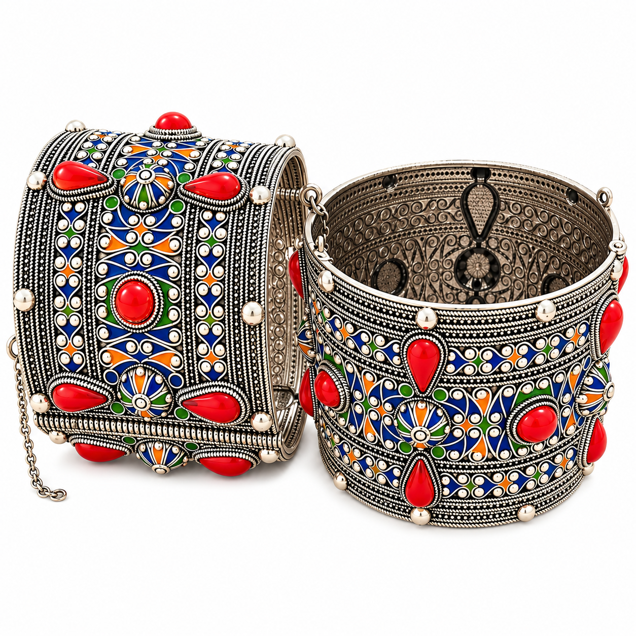 Amazigh Berber Kabyle Manchette Bracelet Argenté Filigree Design