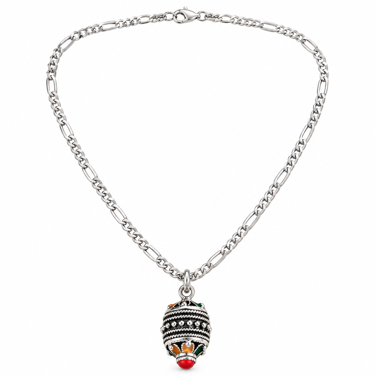 Amazigh Berber Kabyle Necklace with Silver Enamel Pendant