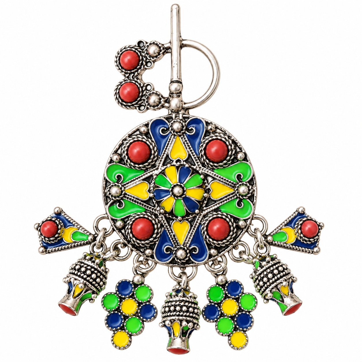 Amazigh Berber Kabyle Stainless Steel Necklace with Traditional Fibule Design