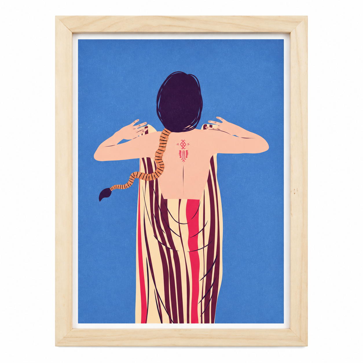 Amazigh Berber Kabyle Woman Fouda Illustration Wall Art