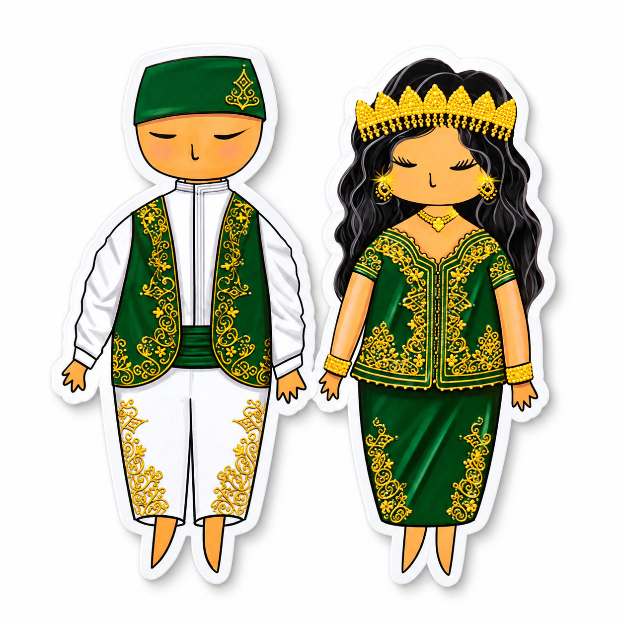 Amazigh Berber Karakou Algerian Traditional Outfit Sticker Illustration