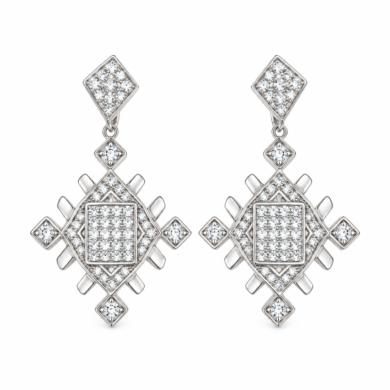 Amazigh Berber Lion’s Paw Geometric Sterling Silver Earrings