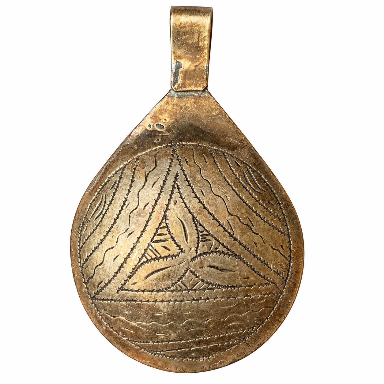 Amazigh Berber Teardrop Pendant Hand Engraved Vintage Necklace