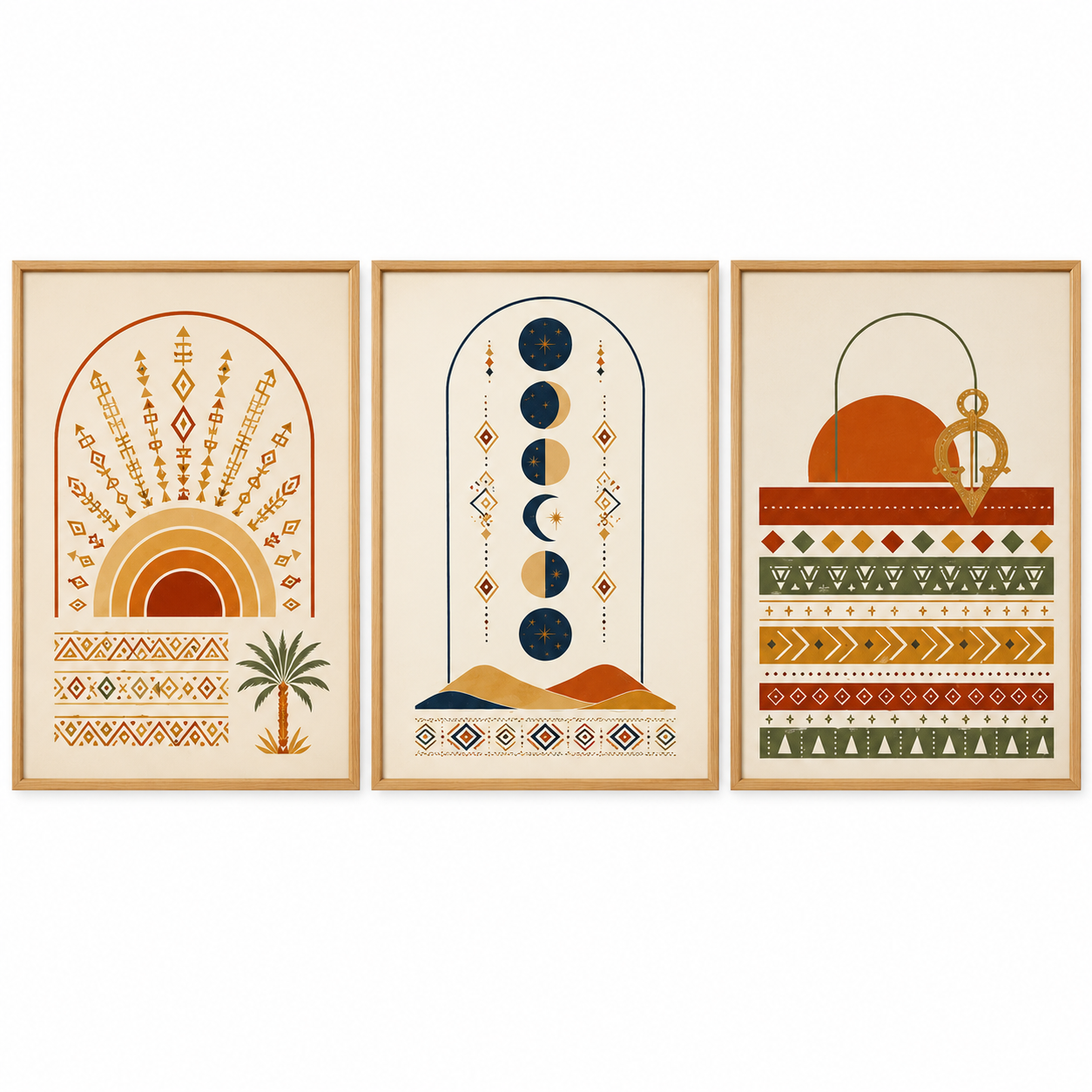 Amazigh Berber Terracotta Arch Moon Phases Print Digital Download