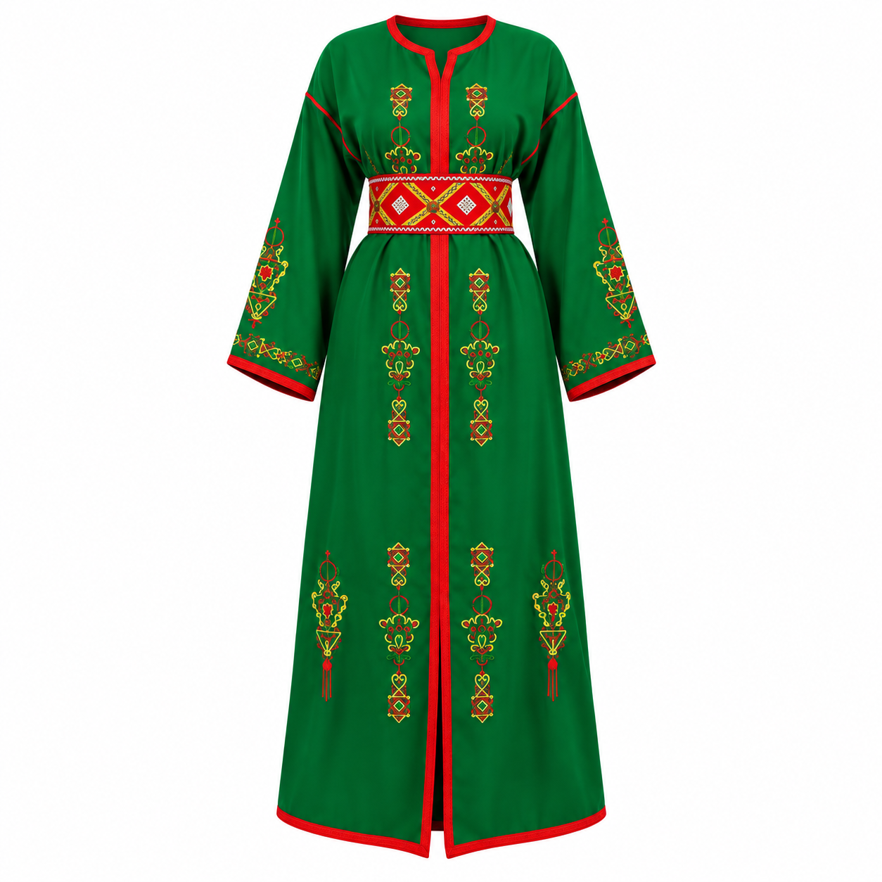 Amazigh Berber Tifinagh Embroidered Kaftan with Matching Belt