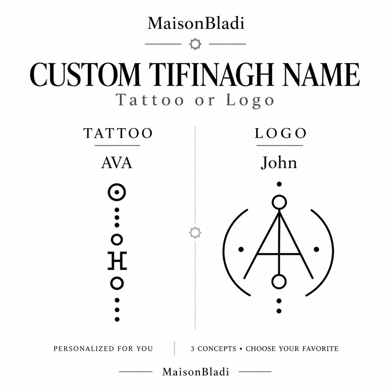 Amazigh Berber Tifinagh Prénom Personnalisé Tatouage Digital Download