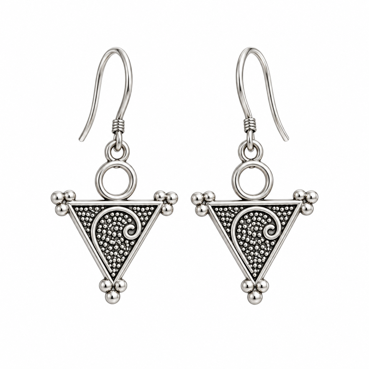 Amazigh Berber Tizerzai Silver Earrings with Kabyle Fibula Design