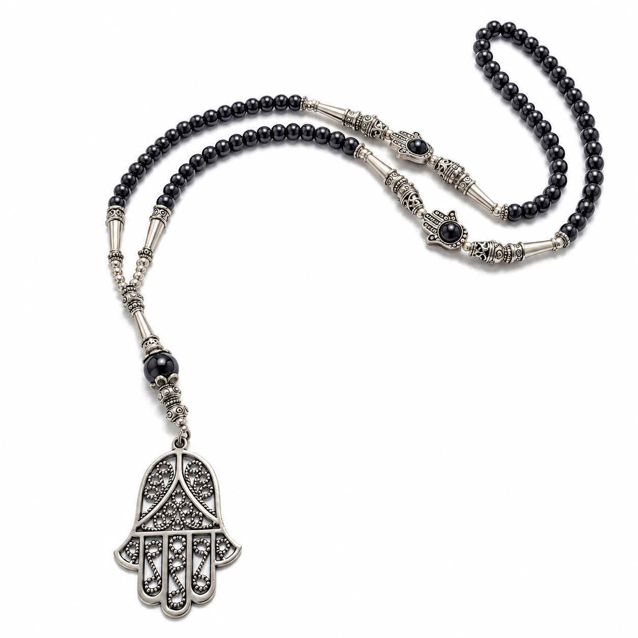 Amazigh Berber Tuareg Hamsa Hematite Agate Vintage Necklace
