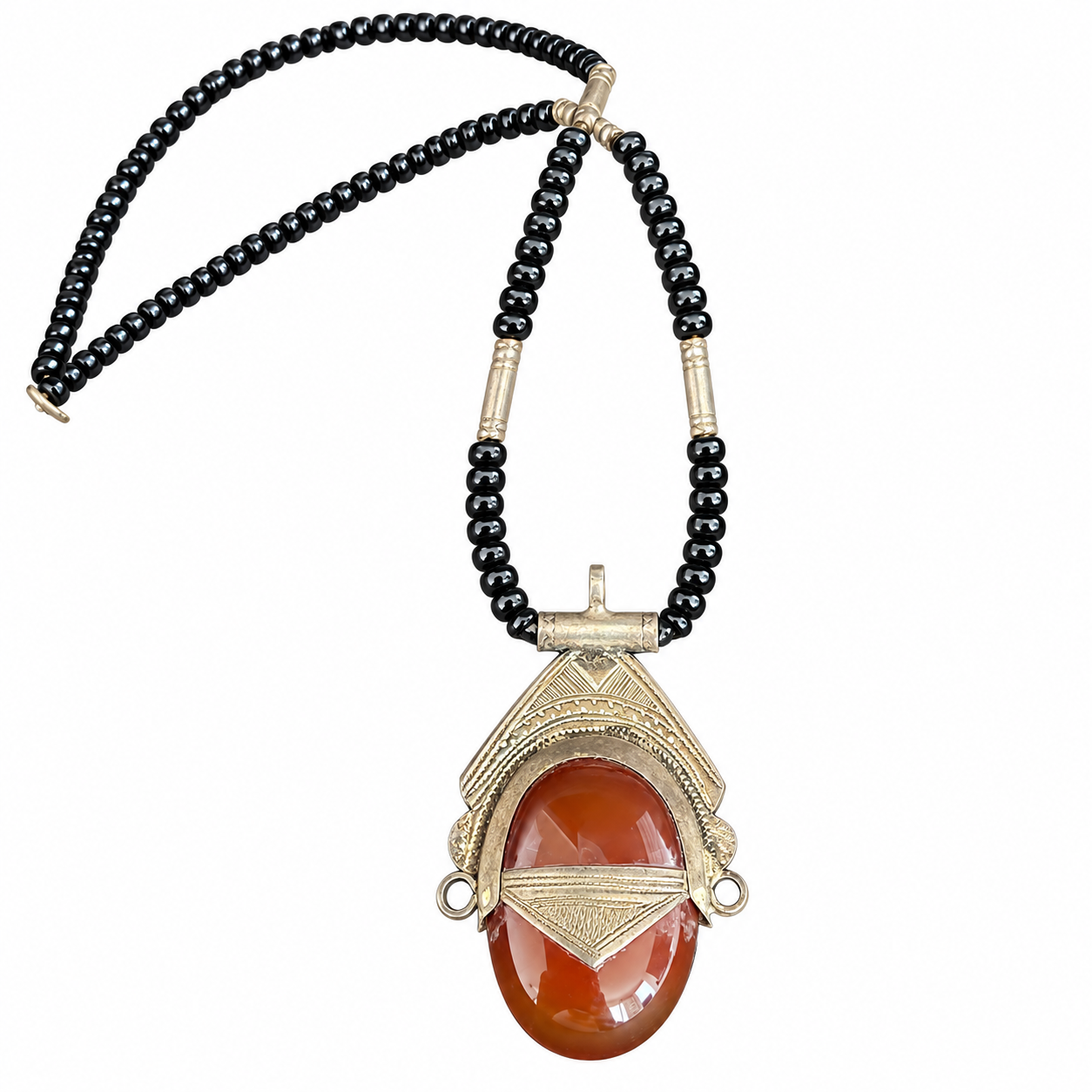 Amazigh Berber Tuareg Tanfouk Carnelian Silver Pendant Necklace Heritage