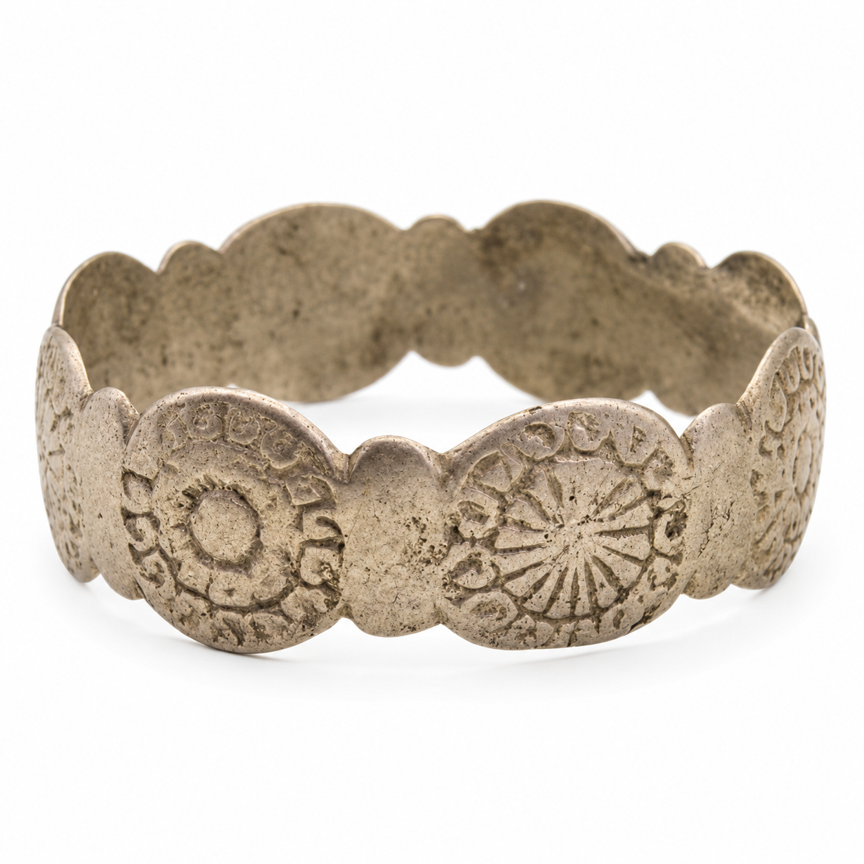 Amazigh Berber Vintage Wide Bangle Bracelet With Geometric Design
