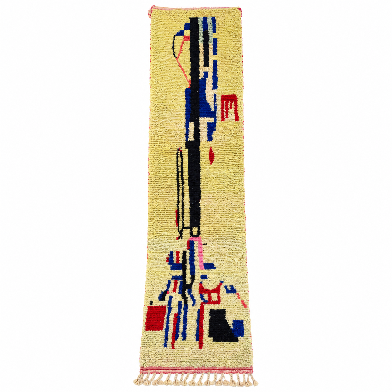 Amazigh Berber Wool Runner Rug with Abstract Geometric Design