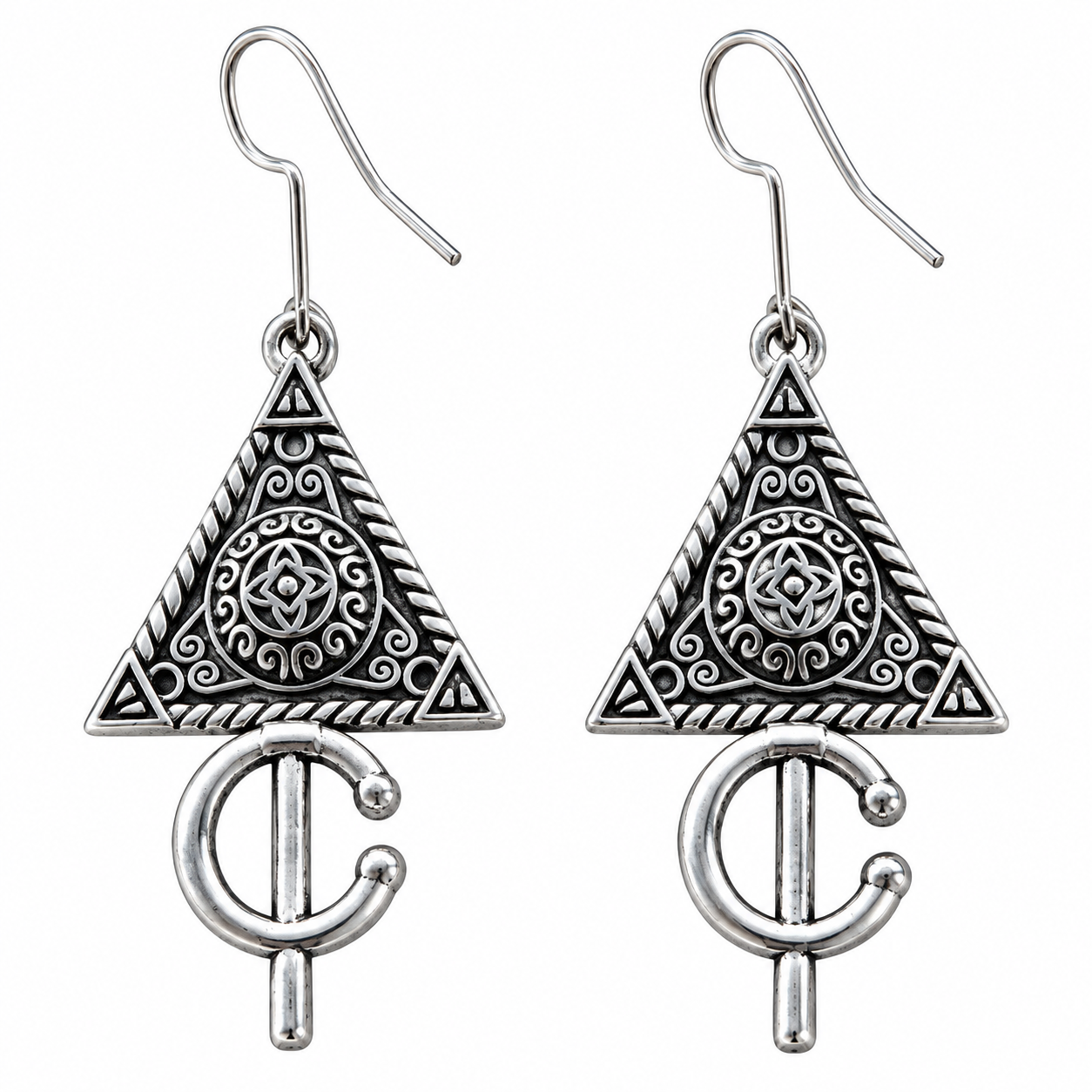 Amazigh Bereber Hamsa Earrings with Silver Plated Heritage Design