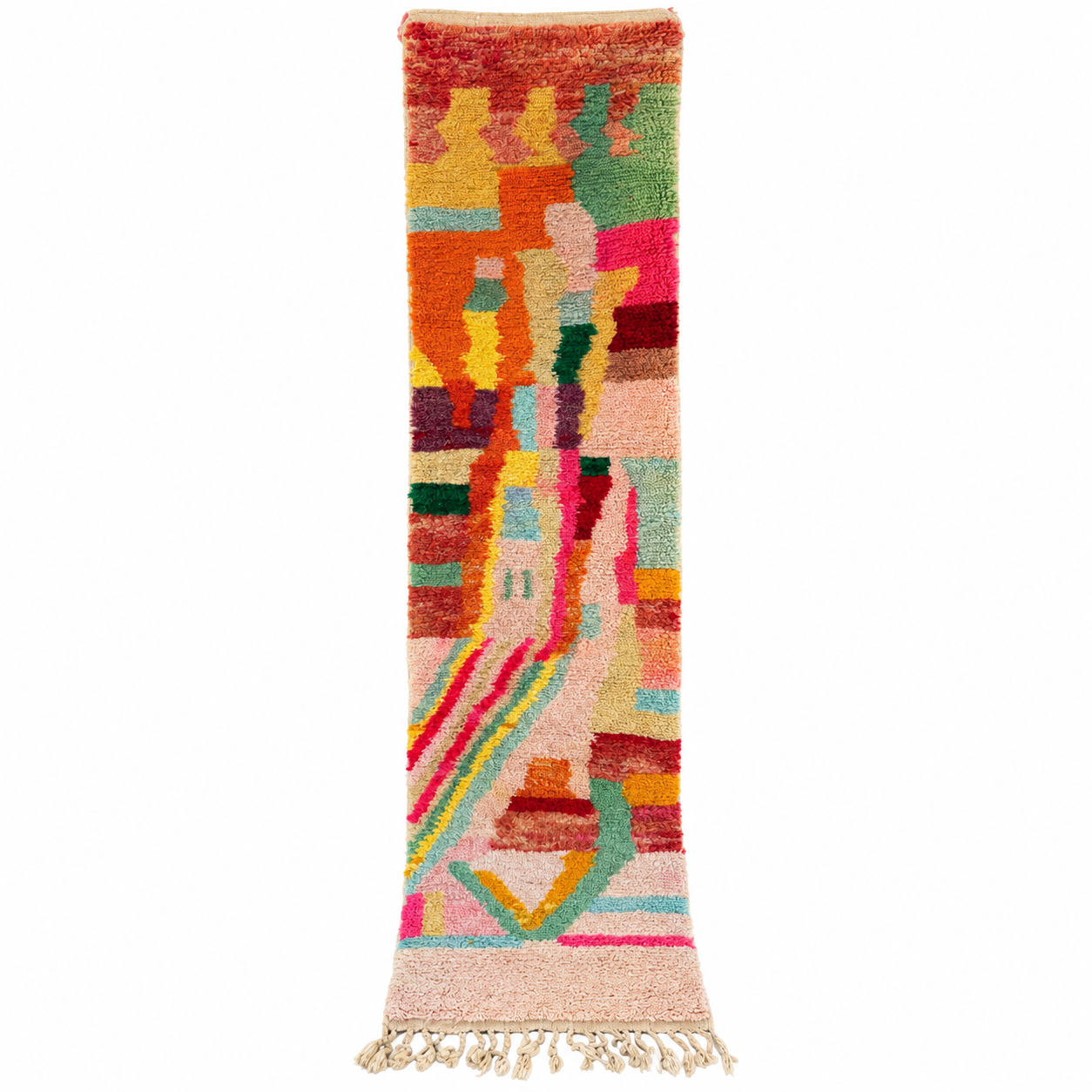 Amazigh Boujaad Runner Berber Wool Rug with Pastel Colors