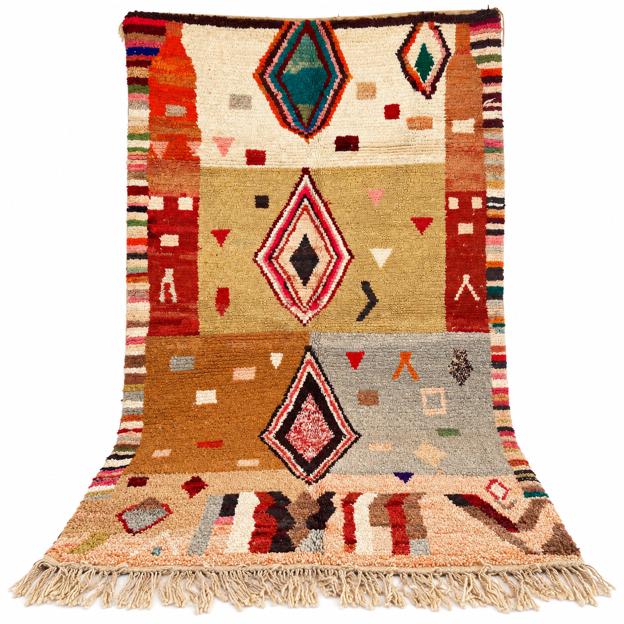 Amazigh Brown Berber Wool Rug Handwoven Tribal Carpet
