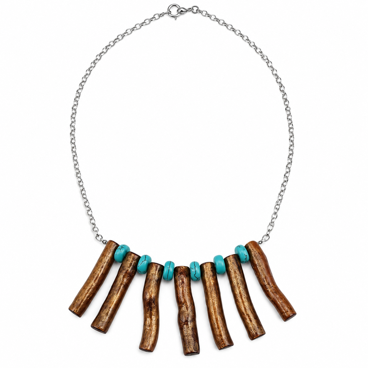 Amazigh Coral Howlite 925 Pure Silver Gemstone Necklace