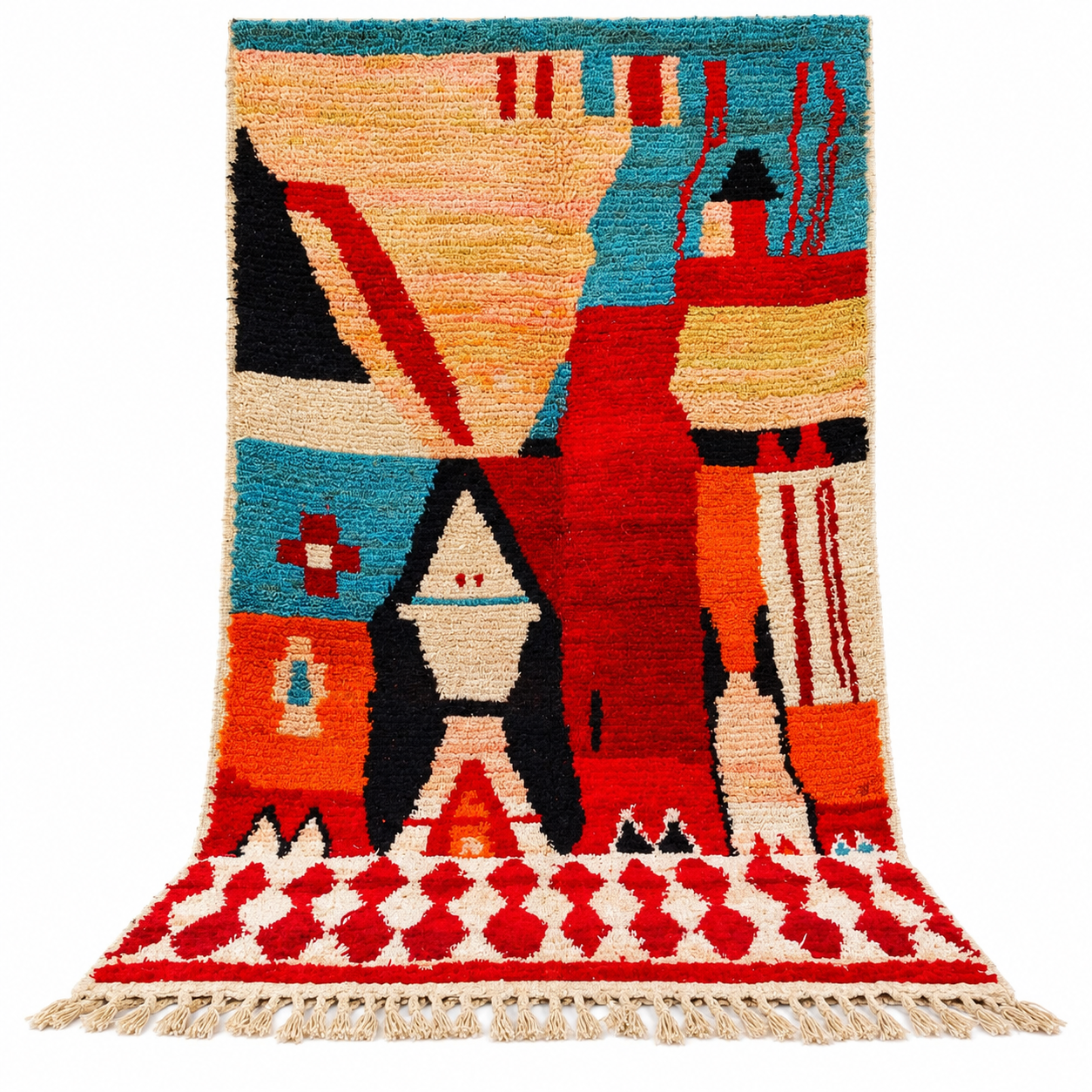 Amazigh Custom Abstract Berber Wool Rug Geometric Handmade Artisan Carpet
