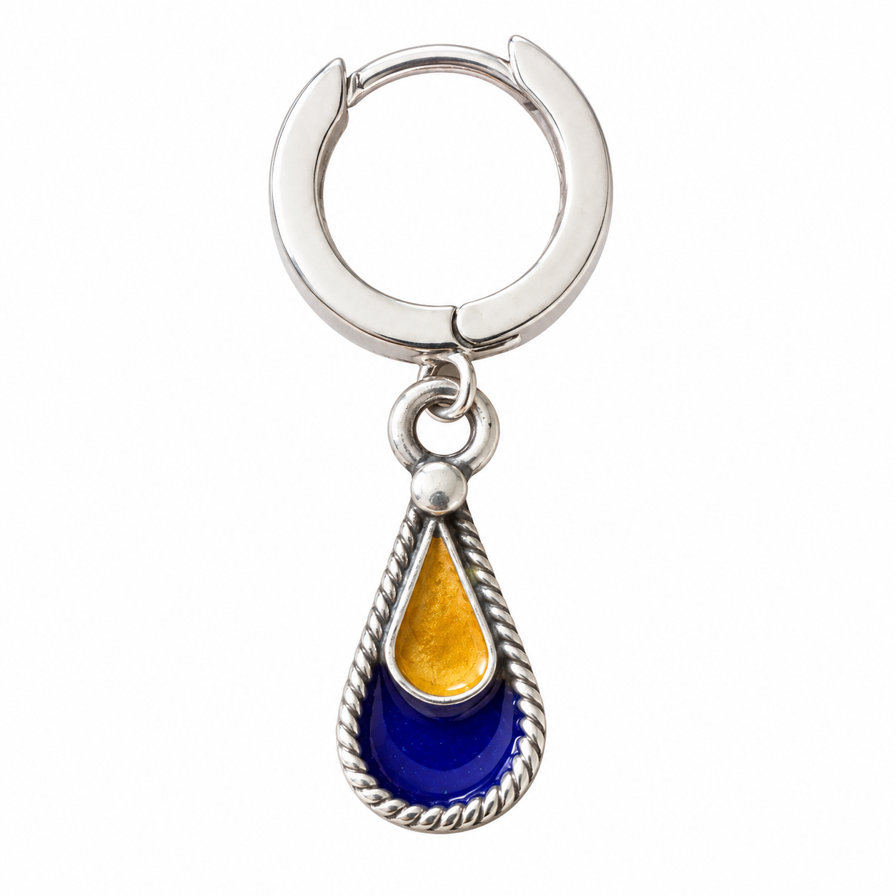 Amazigh Enamel Charms Earrings with Sterling Hoops Vintage Design