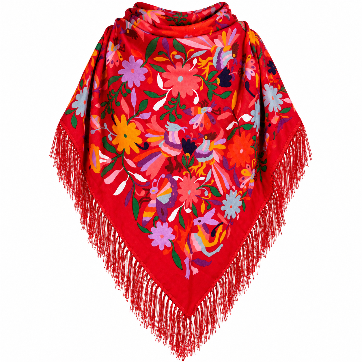 Amazigh Foulard Floral Black Cotton Blend Scarf Shawl