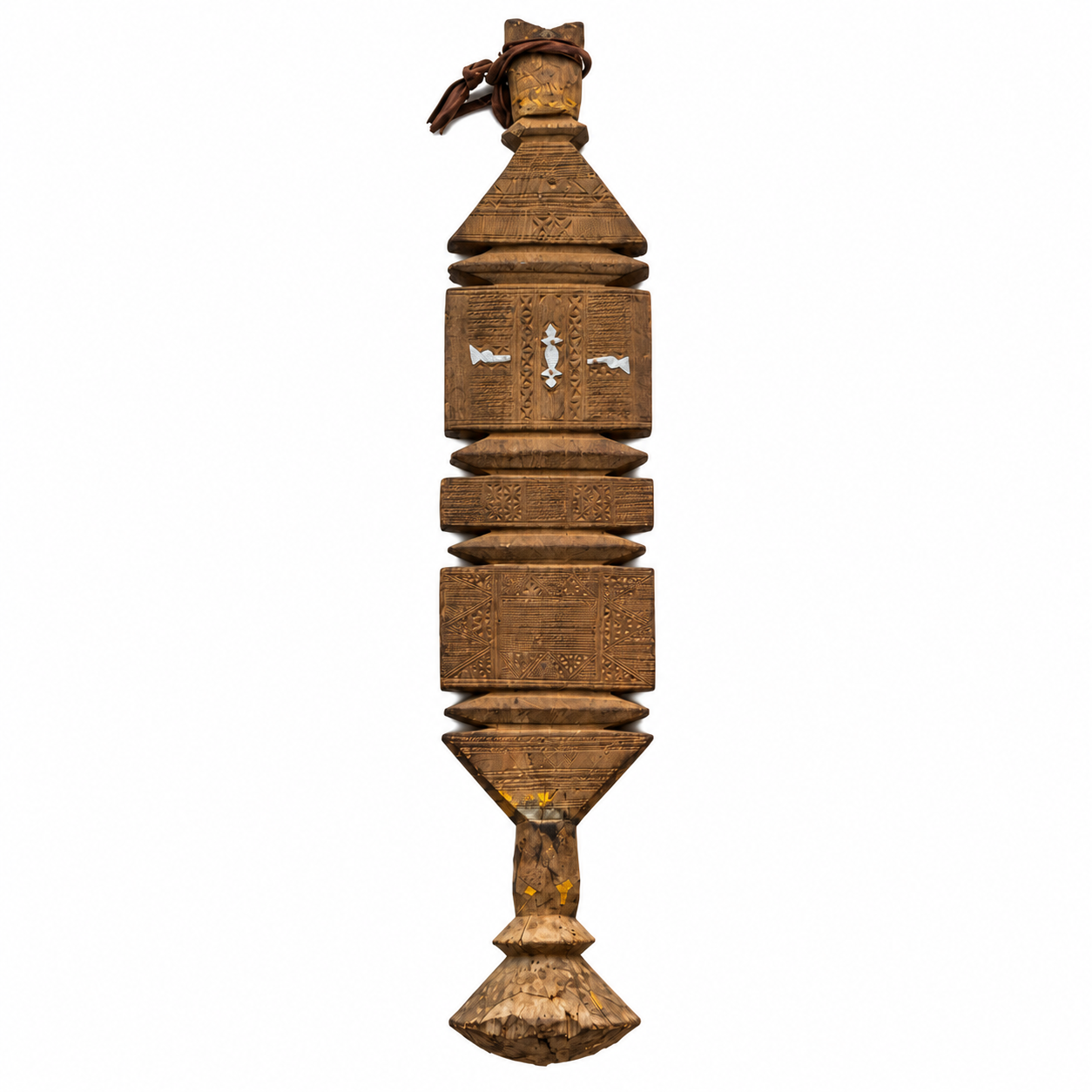 Amazigh Hand-Carved Wood Wall Art Berber Patterns Aged Natural Decor