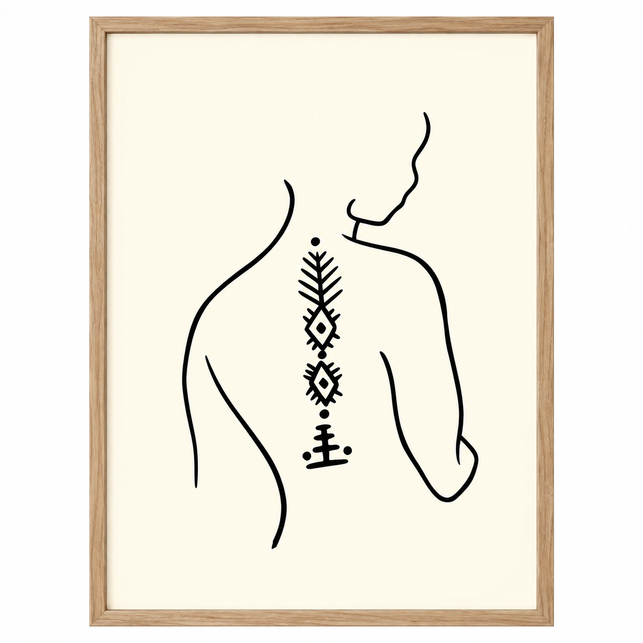 Amazigh Hand-Drawn Single-Continuous Line Print Back Motif Digital Download