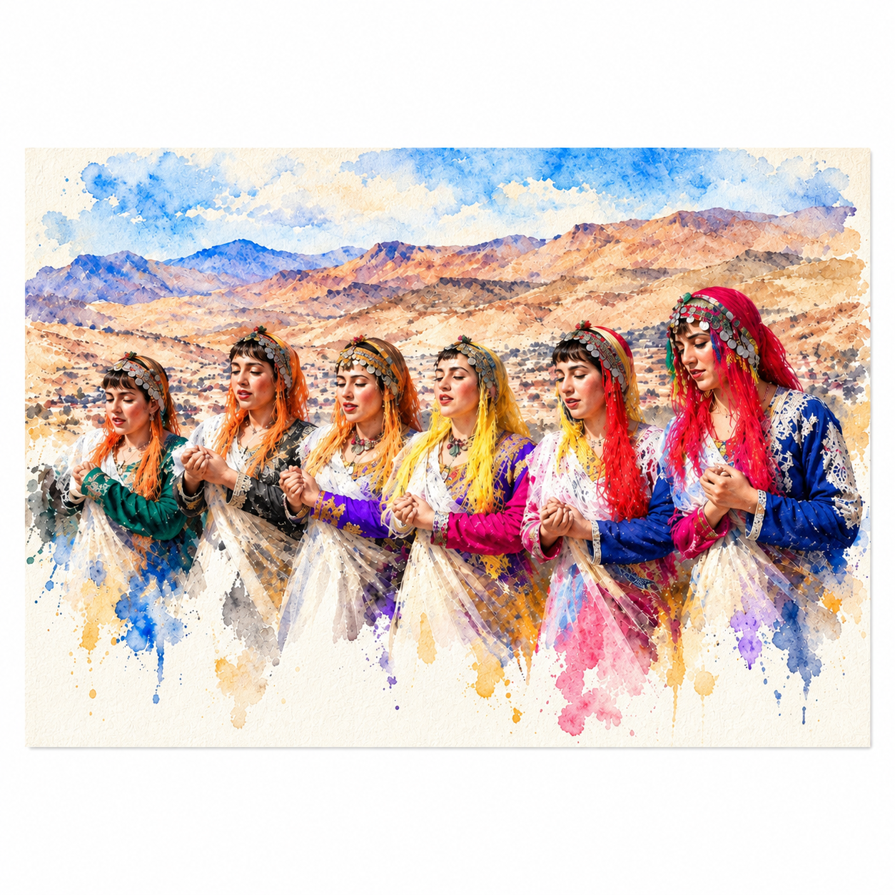 Amazigh High Atlas Song Watercolour Print Digital Download