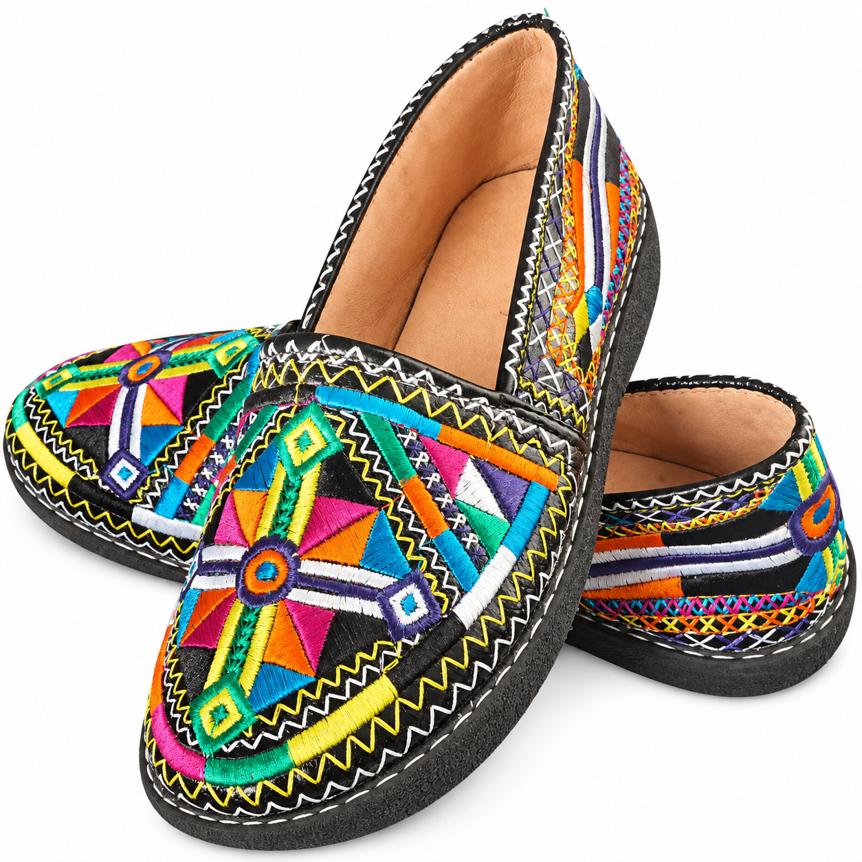 Amazigh Idoukan Berber Handmade Leather Slippers Traditional Artisan Shoes