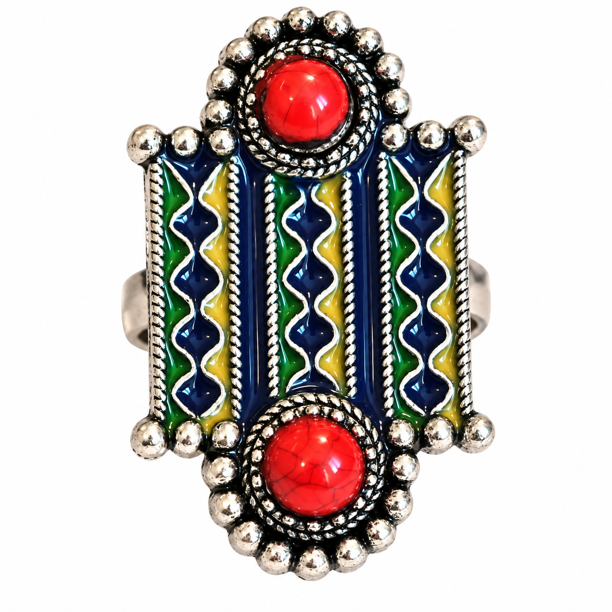 Amazigh Kabyle Berber Enamel Ring Adjustable Vintage Style