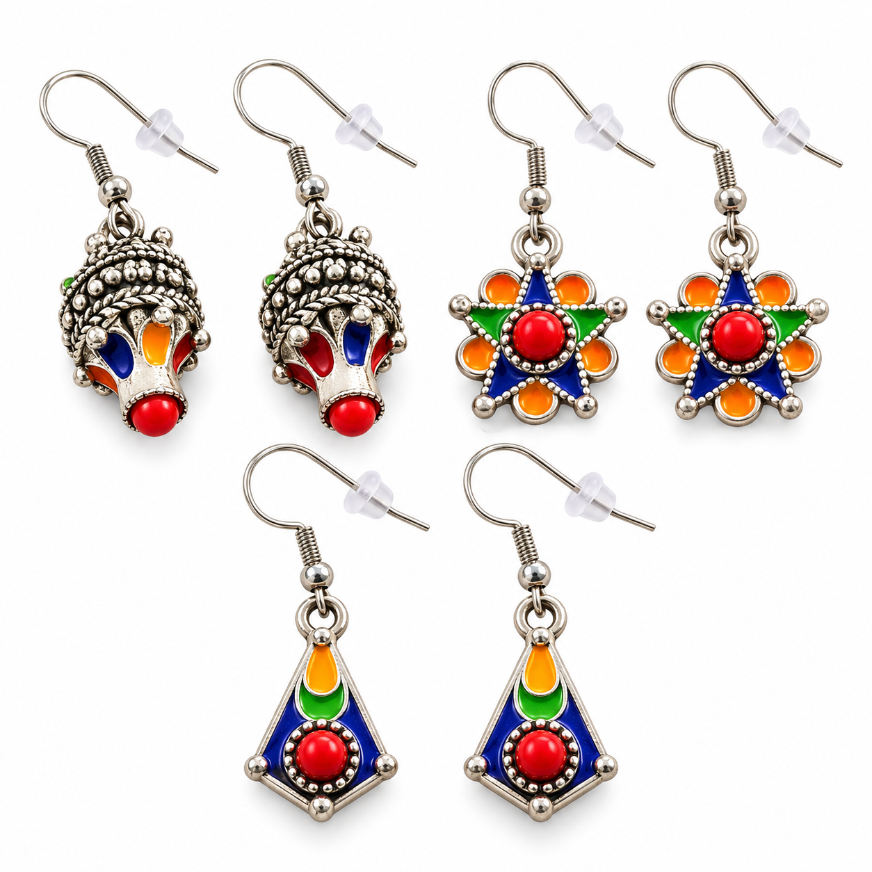 Amazigh Kabyle Berber Kabyles Earrings Set with Three Paires