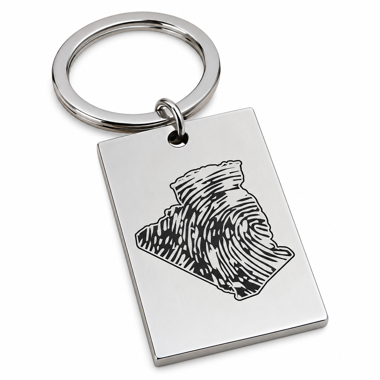 Amazigh Personalized Fingerprint Algeria Map Engraved Stainless Steel Keychain