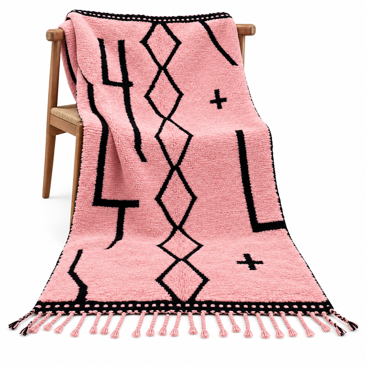 Amazigh Pink Berber Handmade Wool Rug Bold Heritage Design