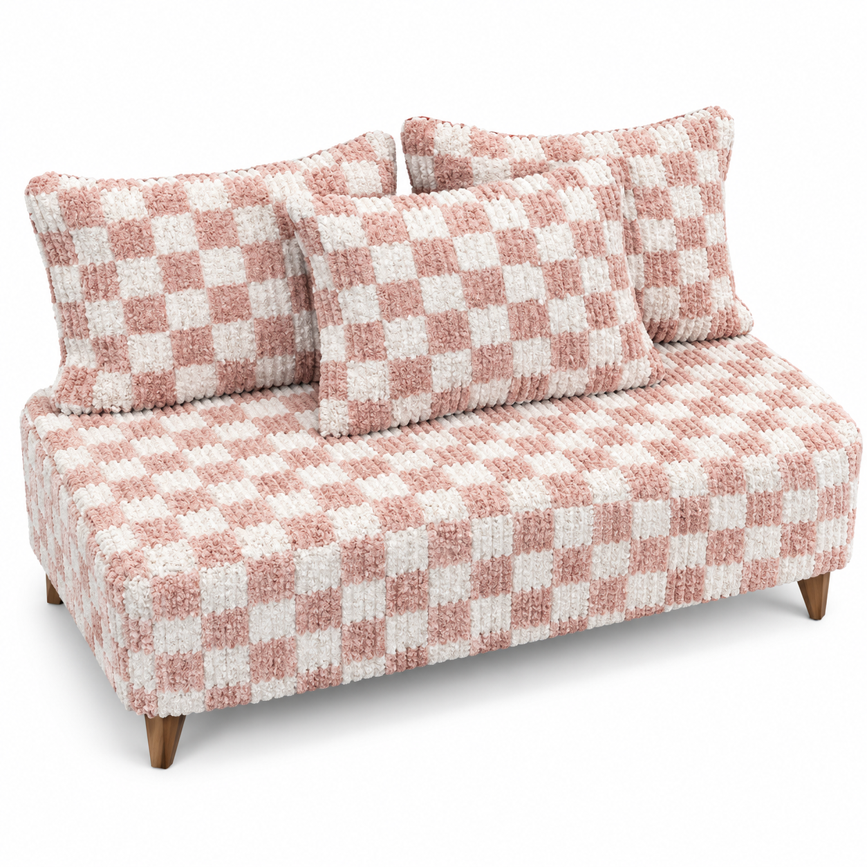 Amazigh Pink Checkerboard Handwoven Floor Rug with Camel Motif