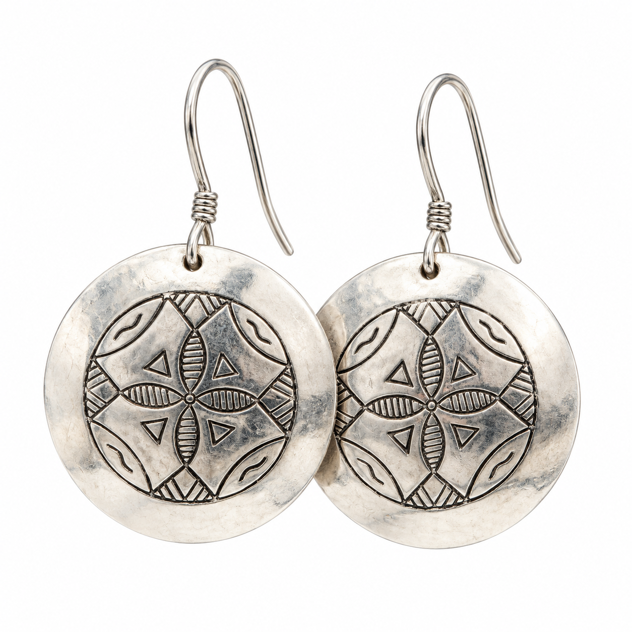 Amazigh Sterling Silver Tuareg Berber Circle Earrings Handmade