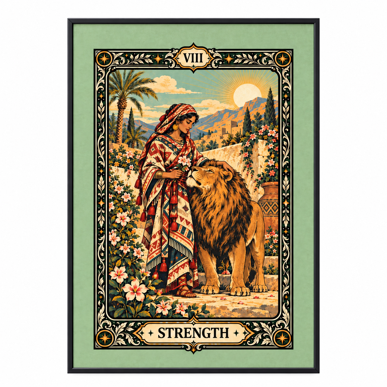 Amazigh Strength Tarot Poster Major Arcana Wall Art that reflects the