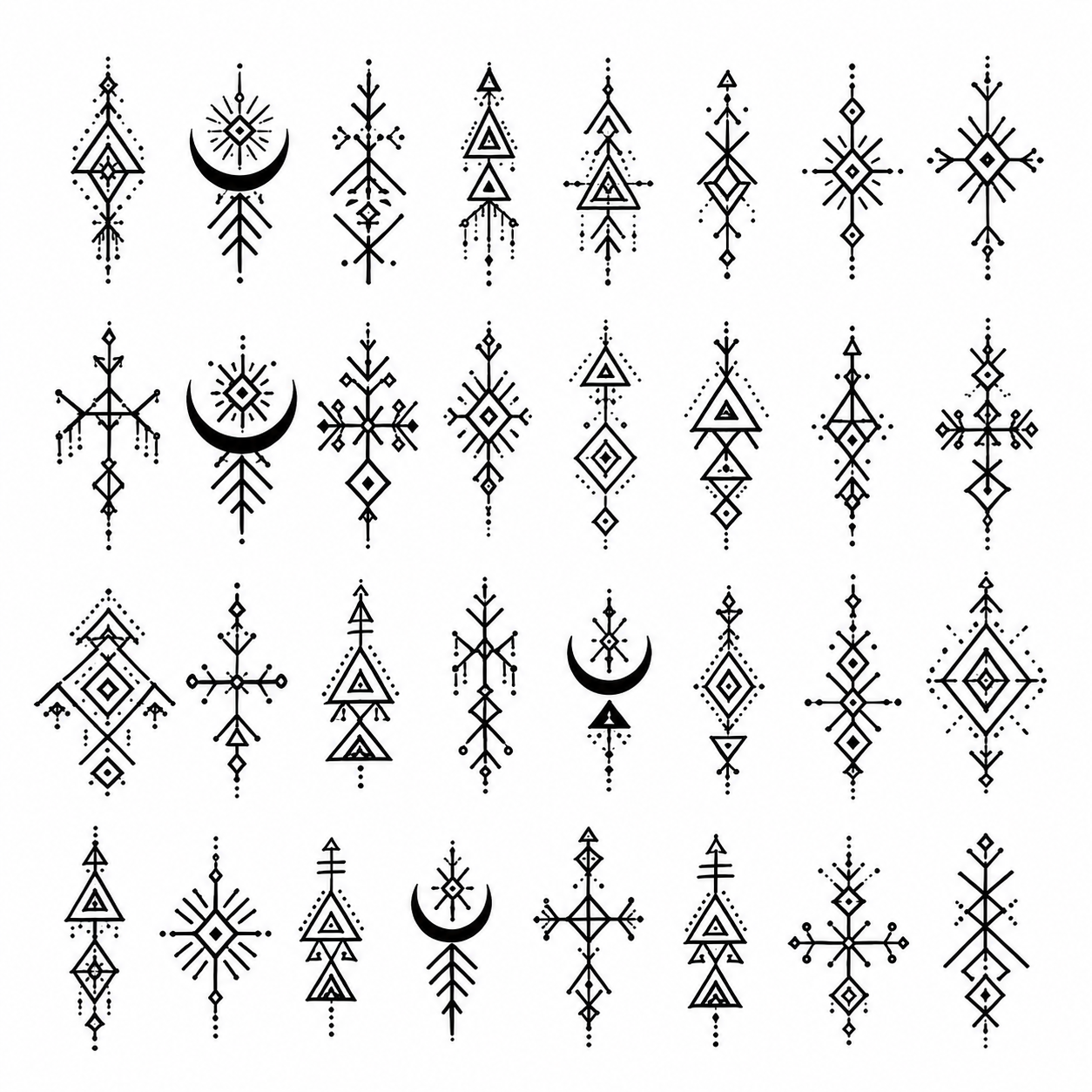 Amazigh Tazerzit Tattoo Designs Digital Download Bundle with 114 Symbols