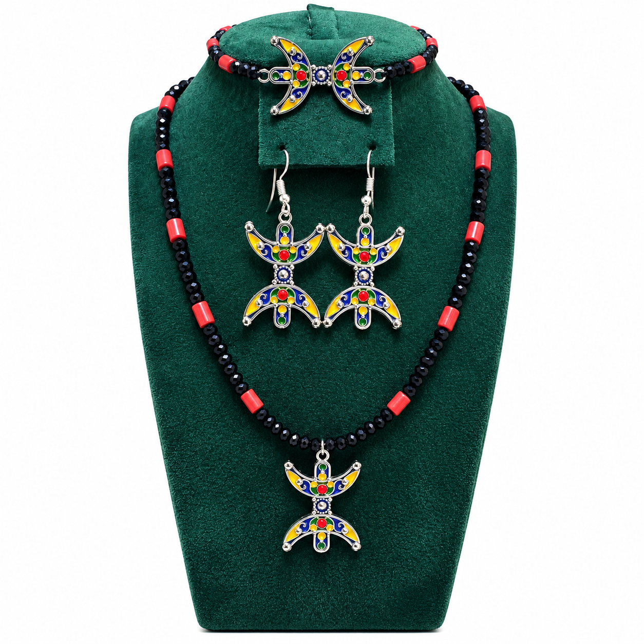 Amazigh Tifinagh Jewelry Set Necklace Earrings Bracelet Berber Design