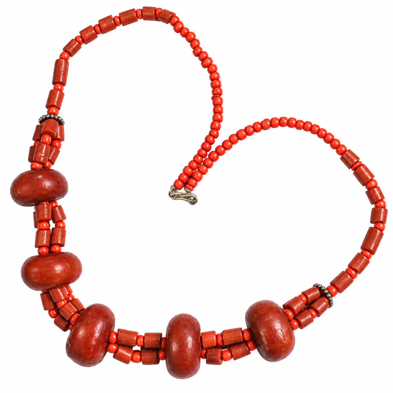 Amazigh Traditional Resin Beads Necklace With Maroon Tribal Style