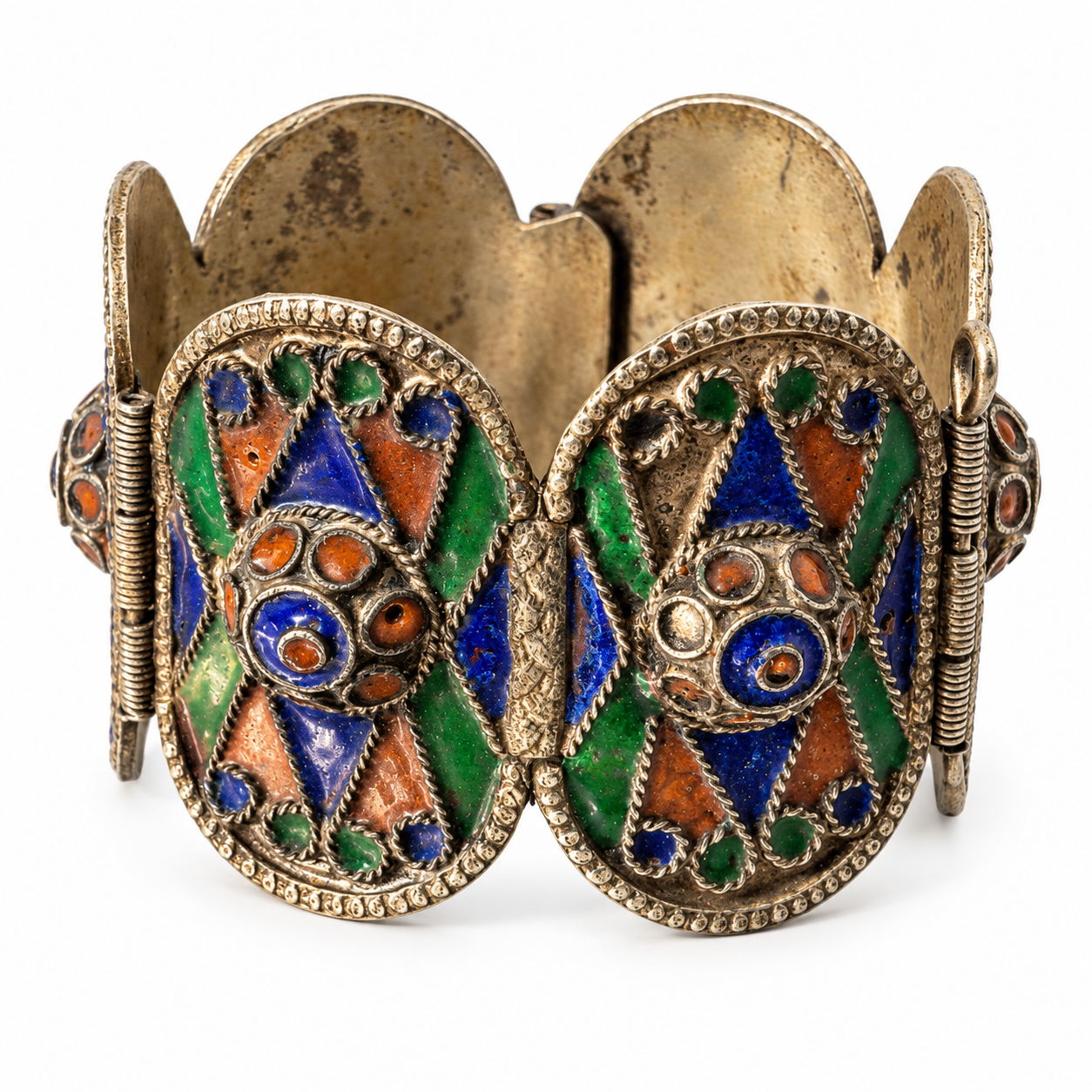 Amazigh Traditioneller Berber Kabyle Mid Century Enamel Bracelet