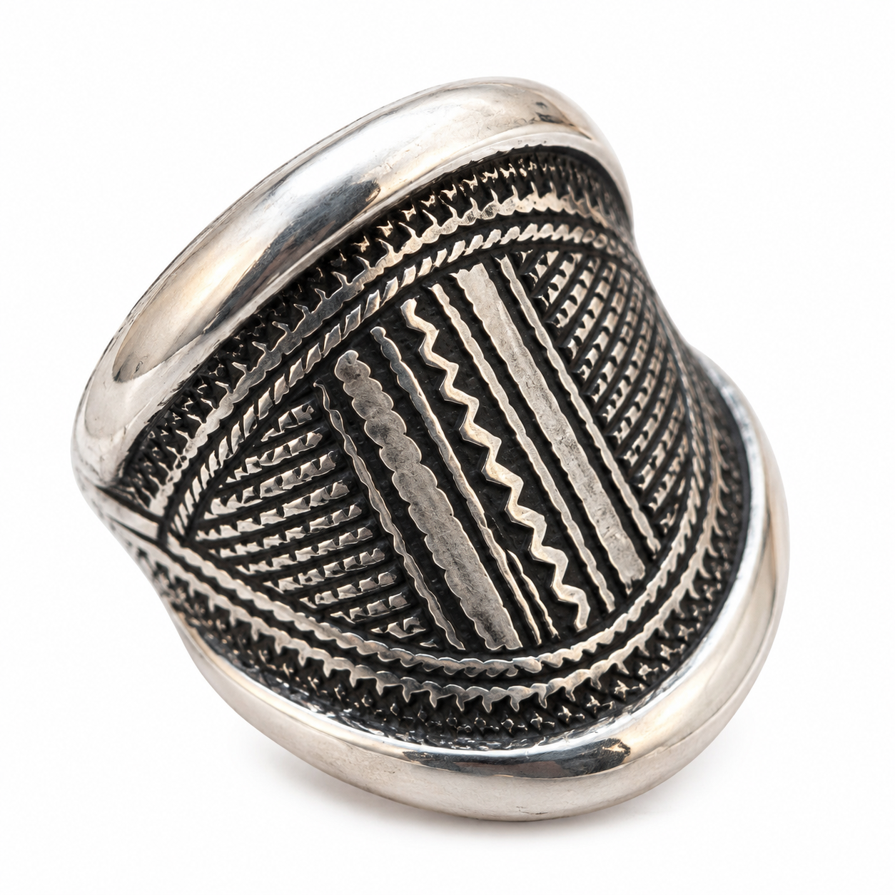 Amazigh Tuareg Chevalière Arrondie Massif Artisanat Silver Ring