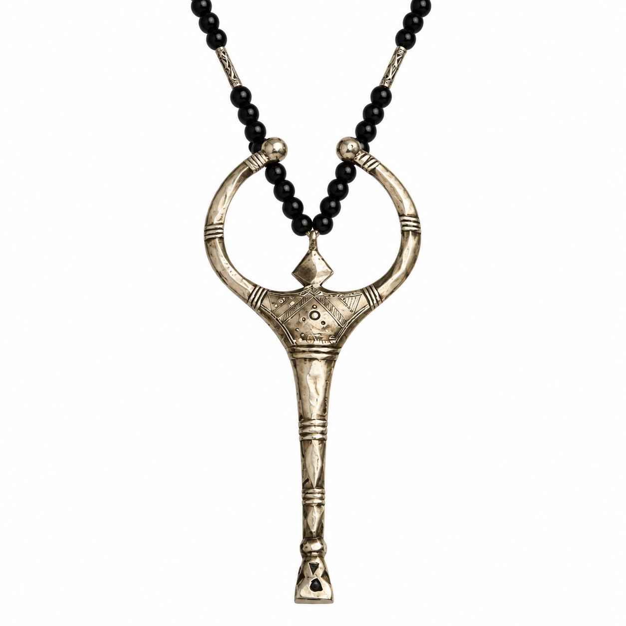 Amazigh Tuareg FEMININE Energy Beaded Tigidite Silver Amulet Necklace