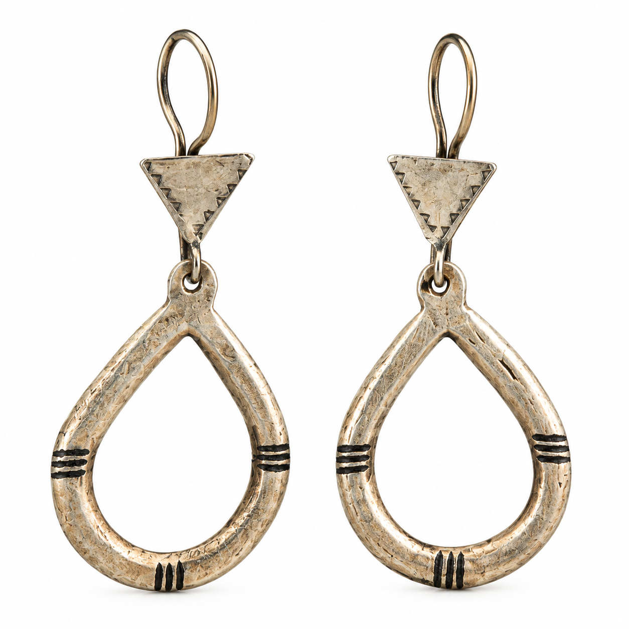 Amazigh Tuareg White Brass Vintage Drop Earrings Unique