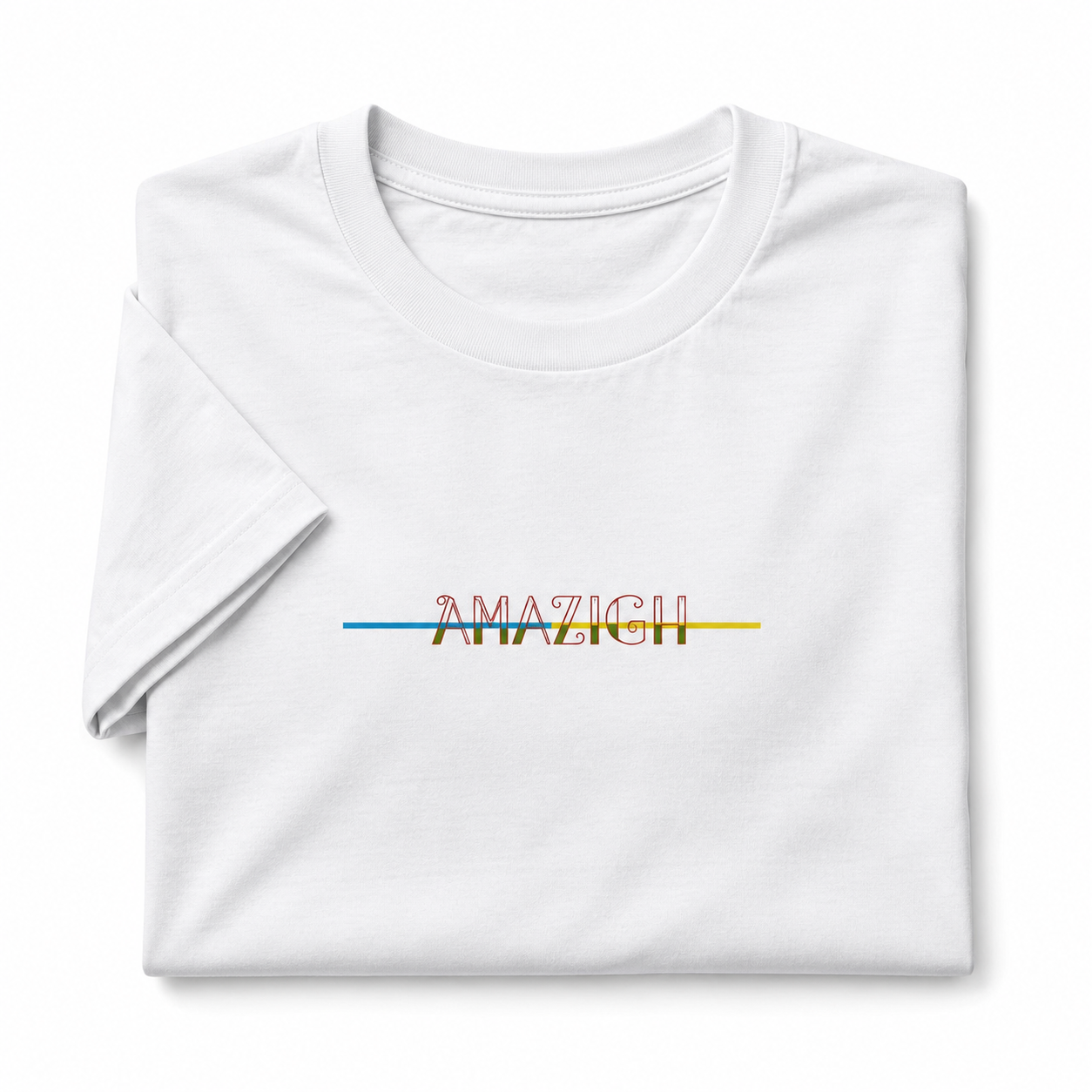 Amazigh Unisex Organic Cotton T-Shirt with Flag Colors Lines