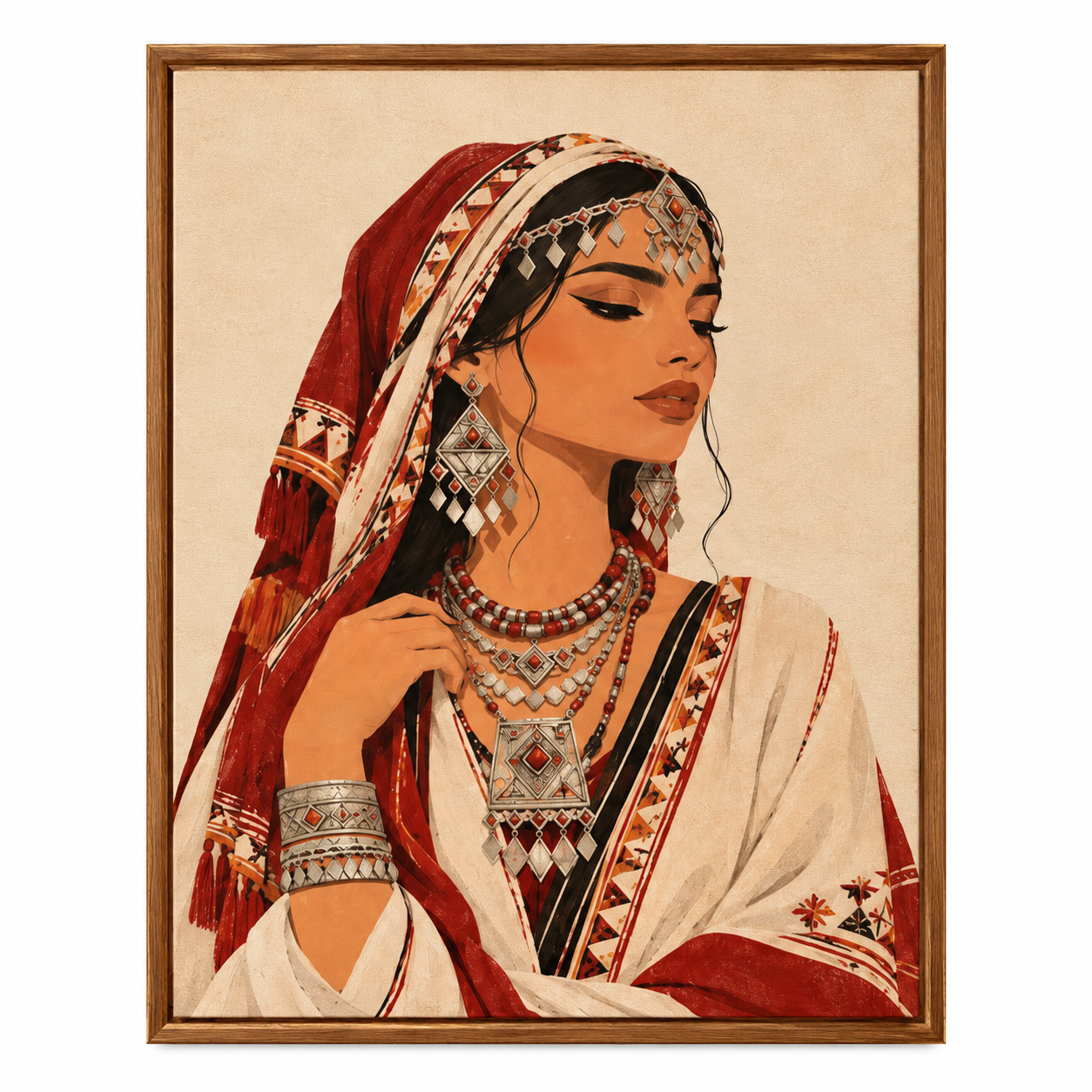 Amazigh Woman Wall Art Print with Berber Portrait Design